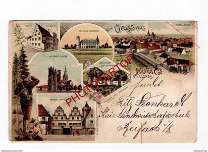 1896-GRUSS aus ROUFFACH-Rufach-68-Pionniere-CARTE LITHOGRAPHIQUE