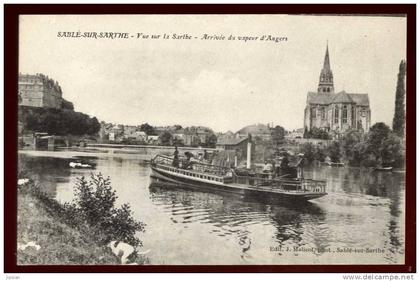 Cpa du 72  Sablé Sur Sarthe Vue sur la Sarthe  Arrivée du vapeur d' Angers LAM35