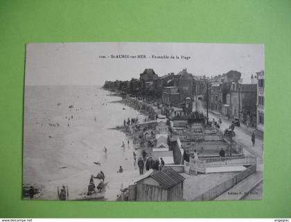 CPA   Saint-Aubin-sur-Mer    Ensemble de la Plage     1927