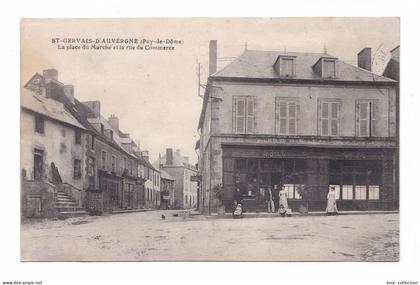 Saint-Gervais-d'Auvergne, la place du Marché et la rue du Commerce, café-tabac, éd. A. Michel