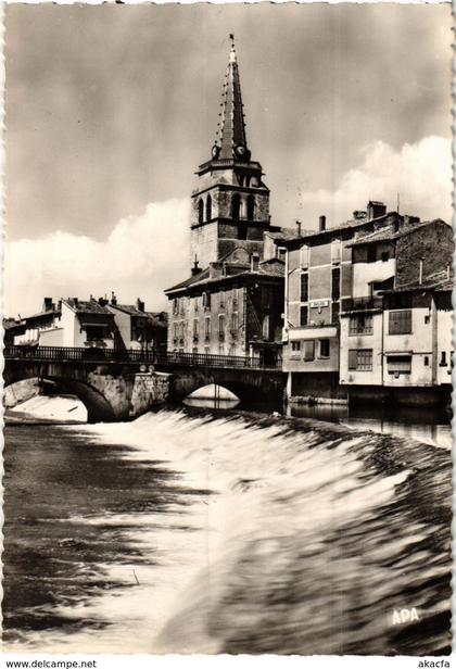 CPM Saint Girons- Le Pont et l'Eglise FRANCE (1040424)