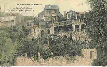 65 - Saint Pé de Bigorre - Terrasses et jardins suspendus - Colorisée - Etat Coin inférieur droit plié - CPA - Voir Scan