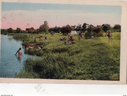 SAMOIS LE CAMP BARBEAU ET LA BAIGNADE (CARTE COLORISEE)