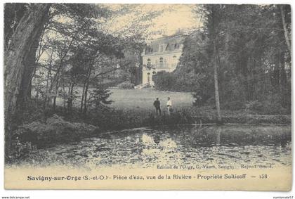 CPA SAVIGNY SUR ORGE - Pièce d'eau vue de la Rivière - Propriété Solticoff - Ed. de l'Orge G. Vaurs , Savigny n°158