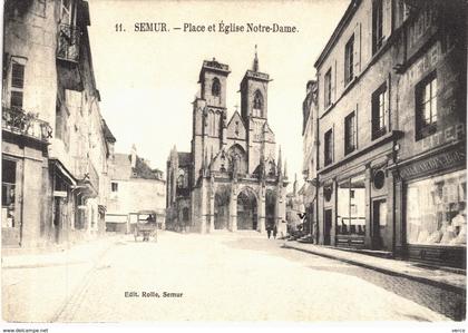 Carte POSTALE Ancienne de   SEMUR - Place & Eglise Notre Dame