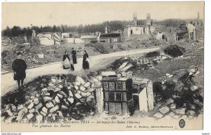 Bataille de la Marne, Septembre 1914 - Sermaize-les-Bains - Vue générale des Ruines