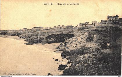 Carte postale ancienne de CETTE (SETE) - Plage de la corniche