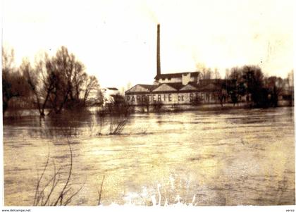 PHOTO  ancienne de STENAY  14 x 9 cm - Papeteries de STENAY, inondations