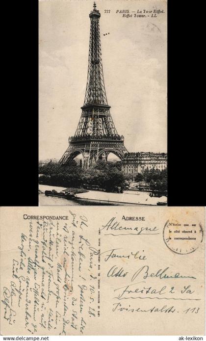 CPA Paris Eiffelturm/Tour Eiffel - Boot Saine 1923