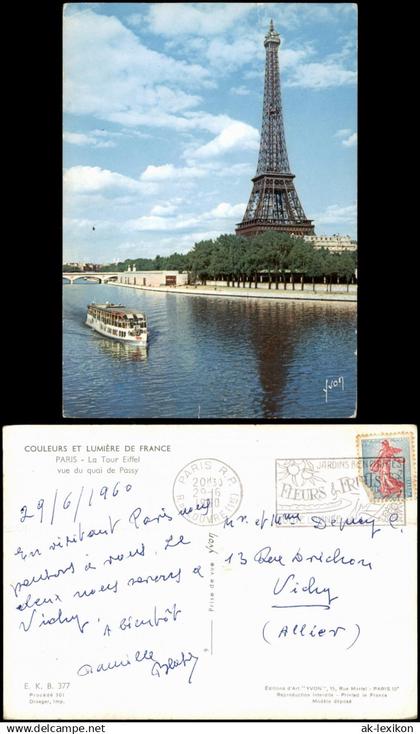 CPA Paris Eiffelturm/Tour Eiffel Schiff Seine 1960