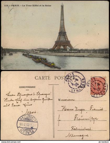 CPA Paris La Tour Eiffel et la Seine - Eiffelturm 1905