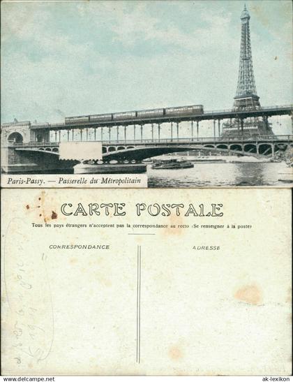 CPA Paris Passy - Passerelle du Metropolitain Eiffelturm 1908