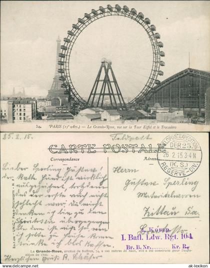 CPA Paris Riesenrad und Eiffelturm 1915