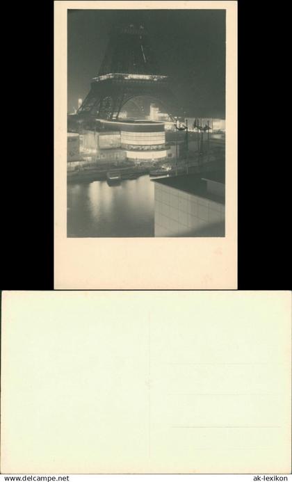 Foto Paris Eiffelturm - bei Nacht - Privatfoto AK 1930 Privatfoto