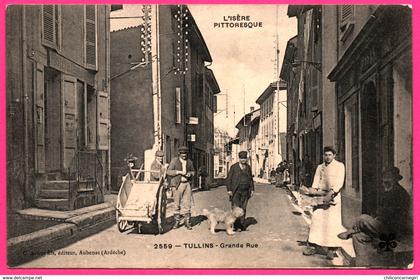 Tullins - Grande Rue - Boucher - Chien - Charrette - Animée - Edit. C. ARTIGE Fils - M.T.I.L.