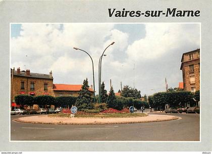 77 - Vaires sur Marne - Rond-point de la République - Automobiles - Fleurs - Flamme Postale de Vaires sur Marne - CPM -