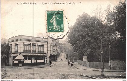 Carte POSTALE  Ancienne  de  VAUCRESSON - Rues de la Gare & Aubriet