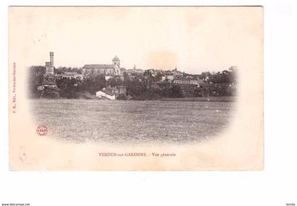 82 Verdun sur garonne vue générale cpa cachet verdun 1905