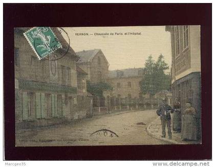 27 vernon chaussée de paris & l'hôpital édit. leroy couleur toilée  , animée magasin long sellerie pub bieres la com