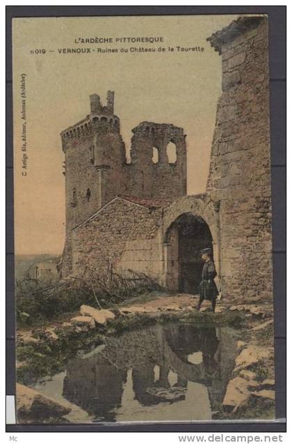 07 - Vernoux - Ruines du Chateau de la tourette - Colorisée