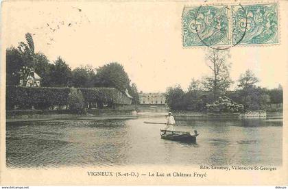 91 - Vigneux sur Seine - Le Lac et Château Frayé - Animée - Canotage - CPA - Oblitération de 1905 - Voir Scans Recto-Ver