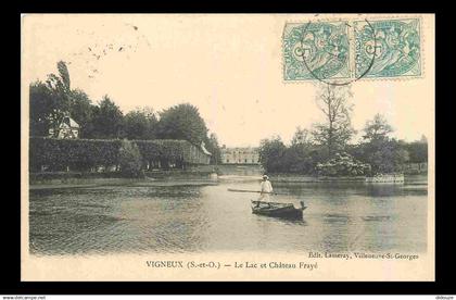 91 - Vigneux sur Seine - Le Lac et Château Frayé - Animée - Canotage - CPA - Oblitération de 1905 - Voir Scans Recto-Ver