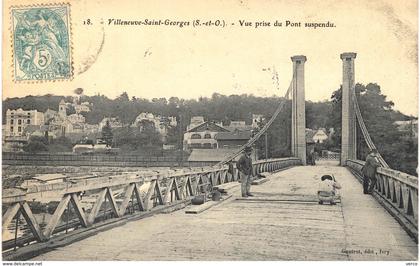 Carte Postale ANCIENNE de VILLENEUVE saint GEORGES - Vue du Pont Suspendu