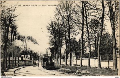 CPA AK VILLIERS-le-BEL Place Victor Hugo TRAM VAPEUR  (977266)