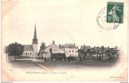 CPA Carte Postale France-Vouzeron Place et Eglise  1908  VM47105