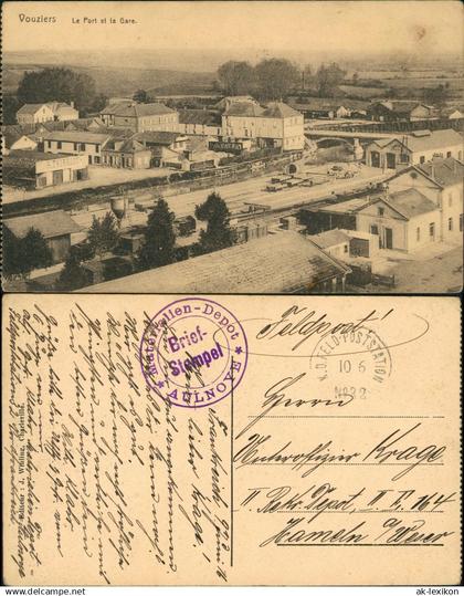 Vouziers Vouziers Bahnhof Gare 1916 Feldpoststempel Materialien Depot Aulnoye