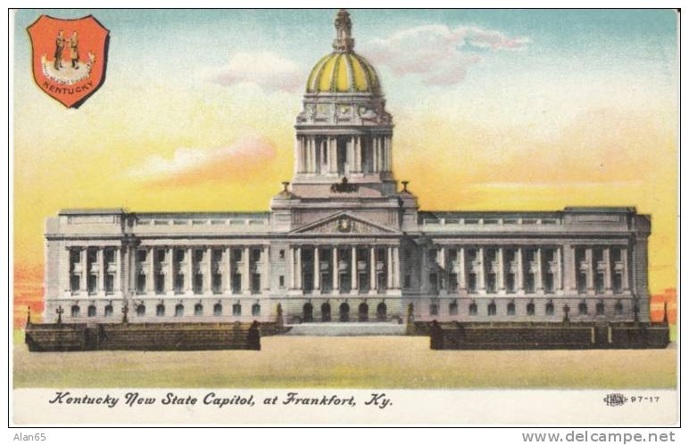 Frankfort KY Kentucky, State Capitol Building Architecture &amp; State Seal, c1900s Vintage Postcard