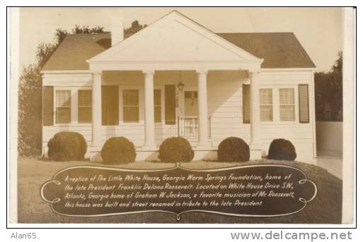 Franklin Roosevelt US President, Little White House Replica Atlanta Graham Jackson, 1940s Vintage Real Photo Postcard