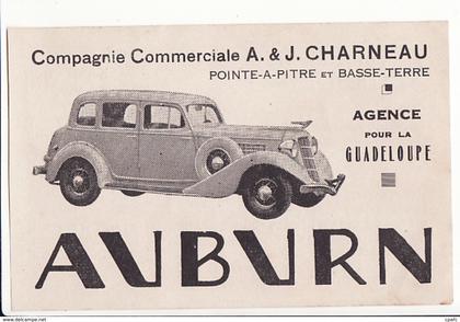 Publicités de 1930 environ - Pointe a Pitre - Charneau - Auburn auto / Au dos : Quincaillerie Questel