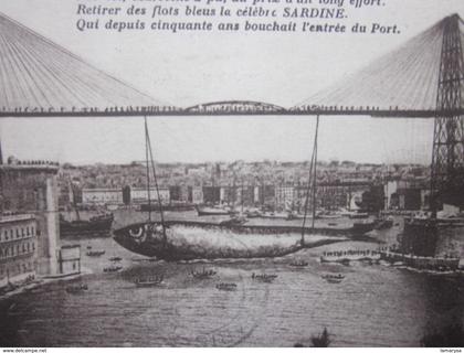 1933 CPA Le Pont Transbordeur Carte Postale 13 Bouches-du-Rhône Marseille-La Sardine qui Bouche le Vieux Port depuis 50a