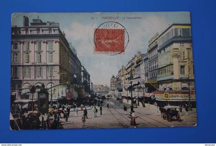 -1905 Canebière, centre ville MARSEILLE CPA-Carte Postale [13] Bouches-du-Rhône  Pour Monetier par Briançon-TROLLEY