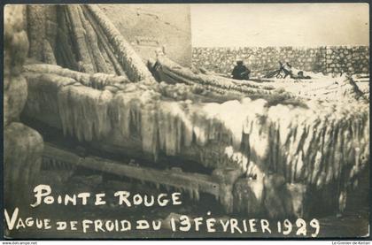 Carte/photo - Pointe Rouge - Vague de Froid du 13 Février 1929 - Voir 2 scans larges & descriptif