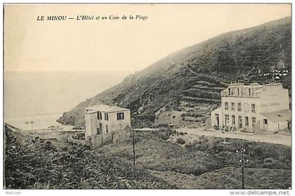 - finistere - ref - D348 -  le minou - l hotel et un coin de la plage -  carte bon etat -