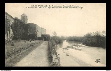 40 - Sorde L'Abbaye - Le Monastère en Ruines et la Terrasse - L'Abbaye - Le Canal et la Digue Principale du Moulin de So