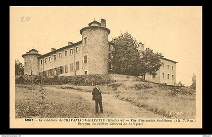 43 - Chavaniac-Lafayette - Le Château - Vue d'ensemble Sud-Ouest - Berceau du célèbre Général de Lafayette - Animée - CP