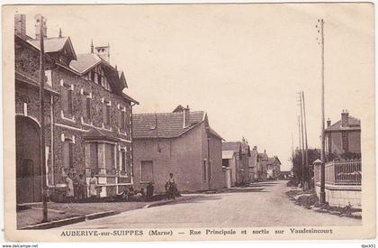 51 - AUBERIVE-sur-SUIPPE  "AUBERIVE" (Marne) - Rue Principale et sortie sur Vaudesincourt - 1937