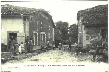 Carte Postale Ancienne de LIGNIERES-Rue transversale, sortie sud vers le ruisseau