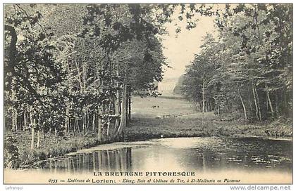 morbihan -ref B768- environs de lorient -etang bois et chateau du ter a st mathurin en ploemeur  - carte bon etat -