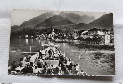 Cpsm 1963, Saint Gingolph, le débarcadère et l'arrivée du bateau, Haute Savoie 74