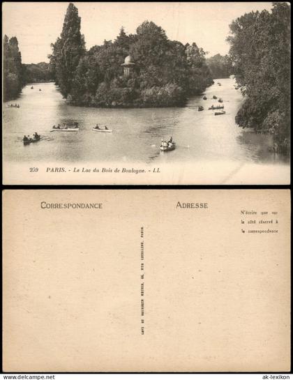 16. Arrondissement (Passy)-Paris Le Lac du Bois de Boulogne 1910