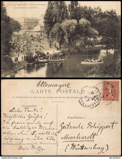 CPA Paris PARIS XIX Buttes-Chaumont Les pelouses au 14 Juillet 1907