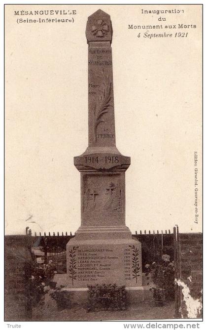 MESANGUEVILLE INAUGURATION DU MONUEMNT AUX MORTS 4/09/1921