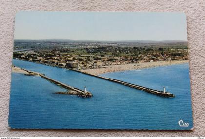 Cpm, Agde, vue générale aérienne du Grau d'Agde et l'embouchure de l'Hérault 34