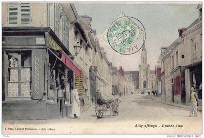 AILLY-SUR-NOYE GRANDE RUE CARTE COLORISEE