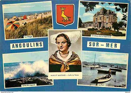 17 - Angoulins sur Mer - Multivues - Folklore - La Plage - Blasons - Effet de Vagues - CPM - Voir Scans Recto-Verso