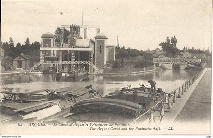 CPA Arques Le Canal d'Arques et l'Ascenseur de Fontinette - Péniches